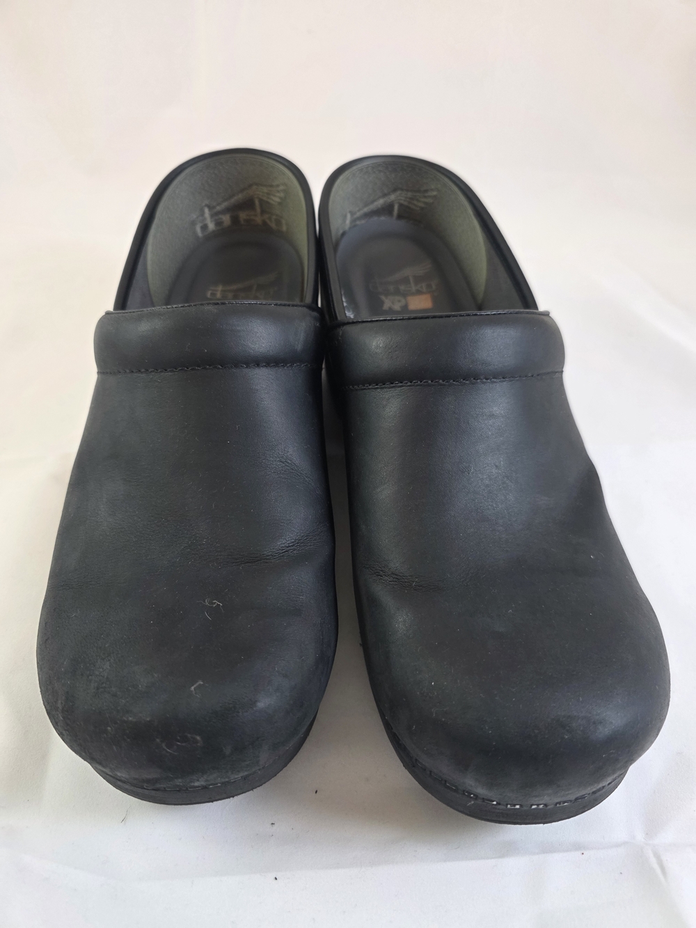Men's Black Leather Slip-On Clogs